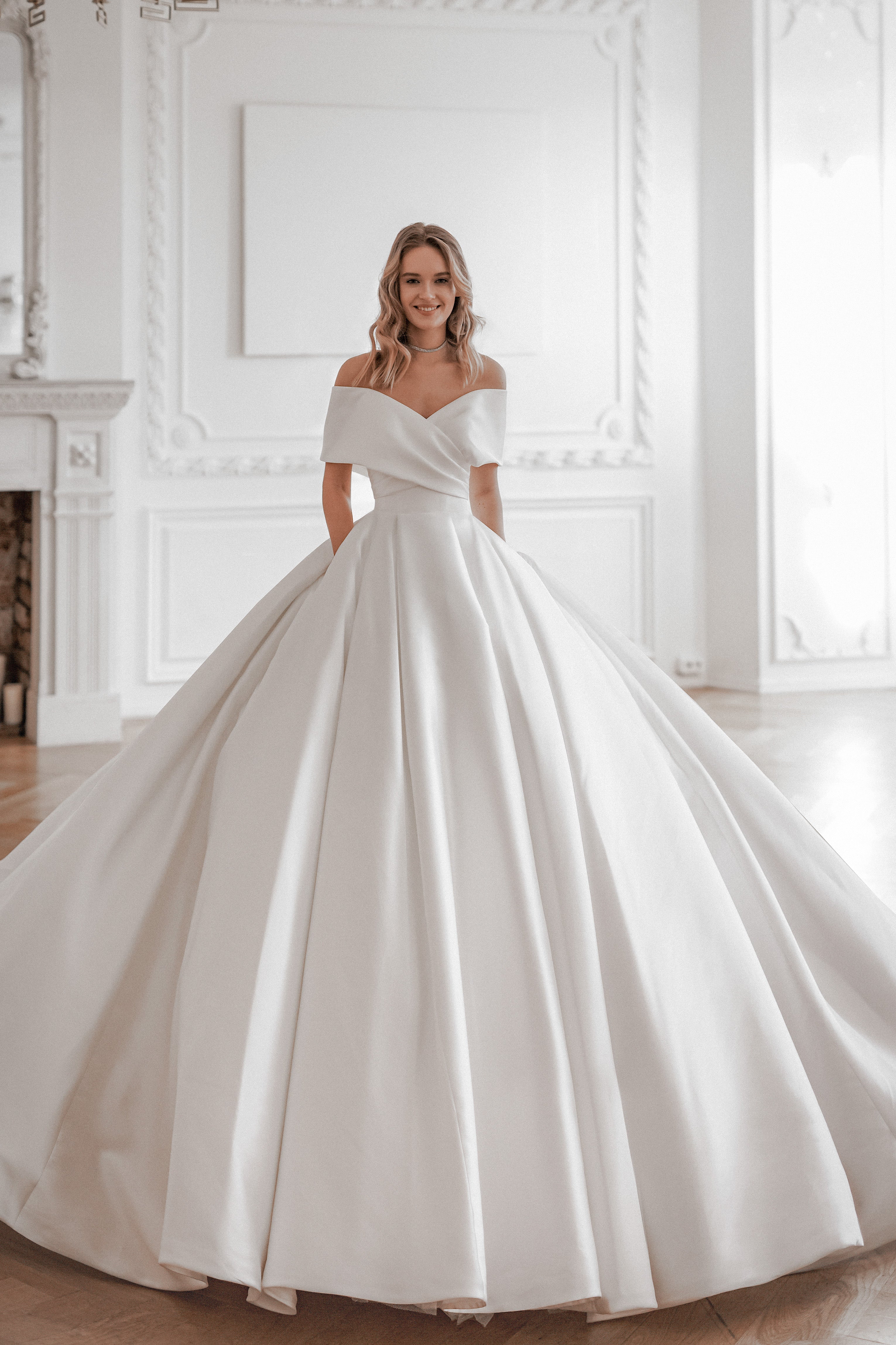 White satin wedding dress